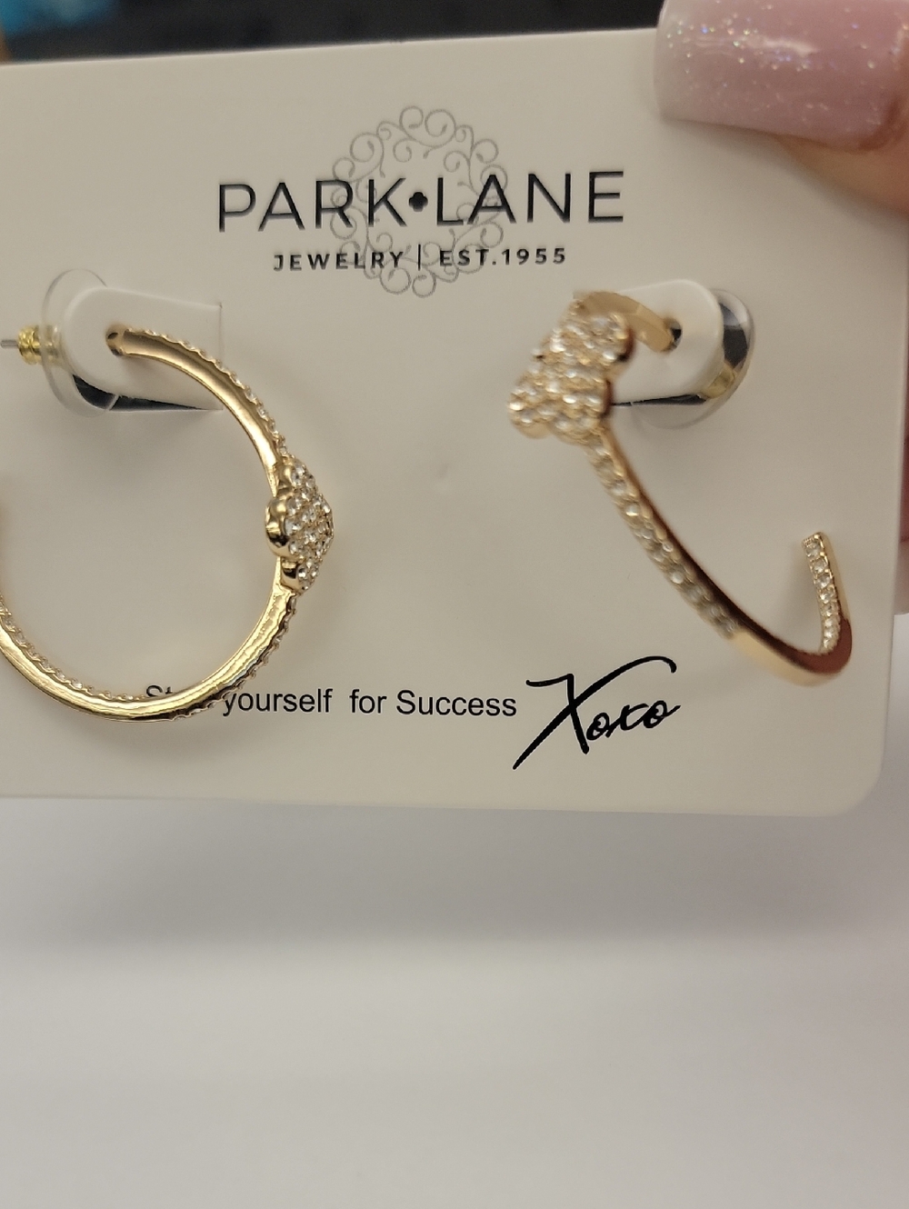 Park Lane Queenie Gold Hoop Earrings with Clear Crystals